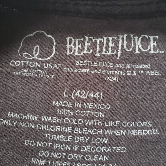 Beetlejuice Michael Keaton Size Large Mens 100% Cotton Black T-Shirt Movie Scary - Picture 3 of 5